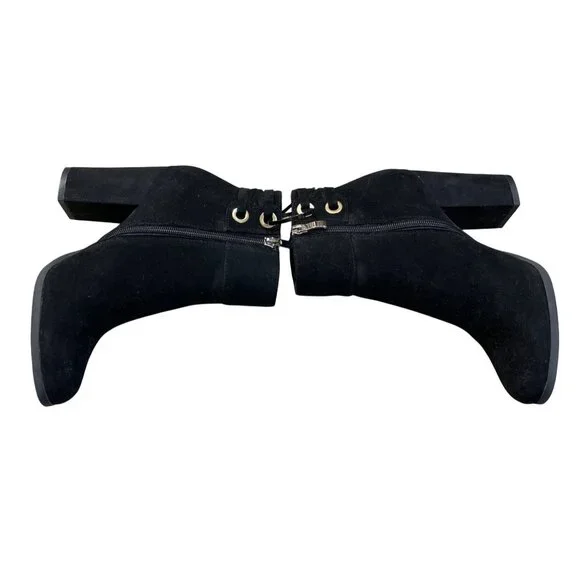 Michael Shannon Suede Bootie Black 7.5 Size Zip Ankle Leather Upper - Picture 6 of 10